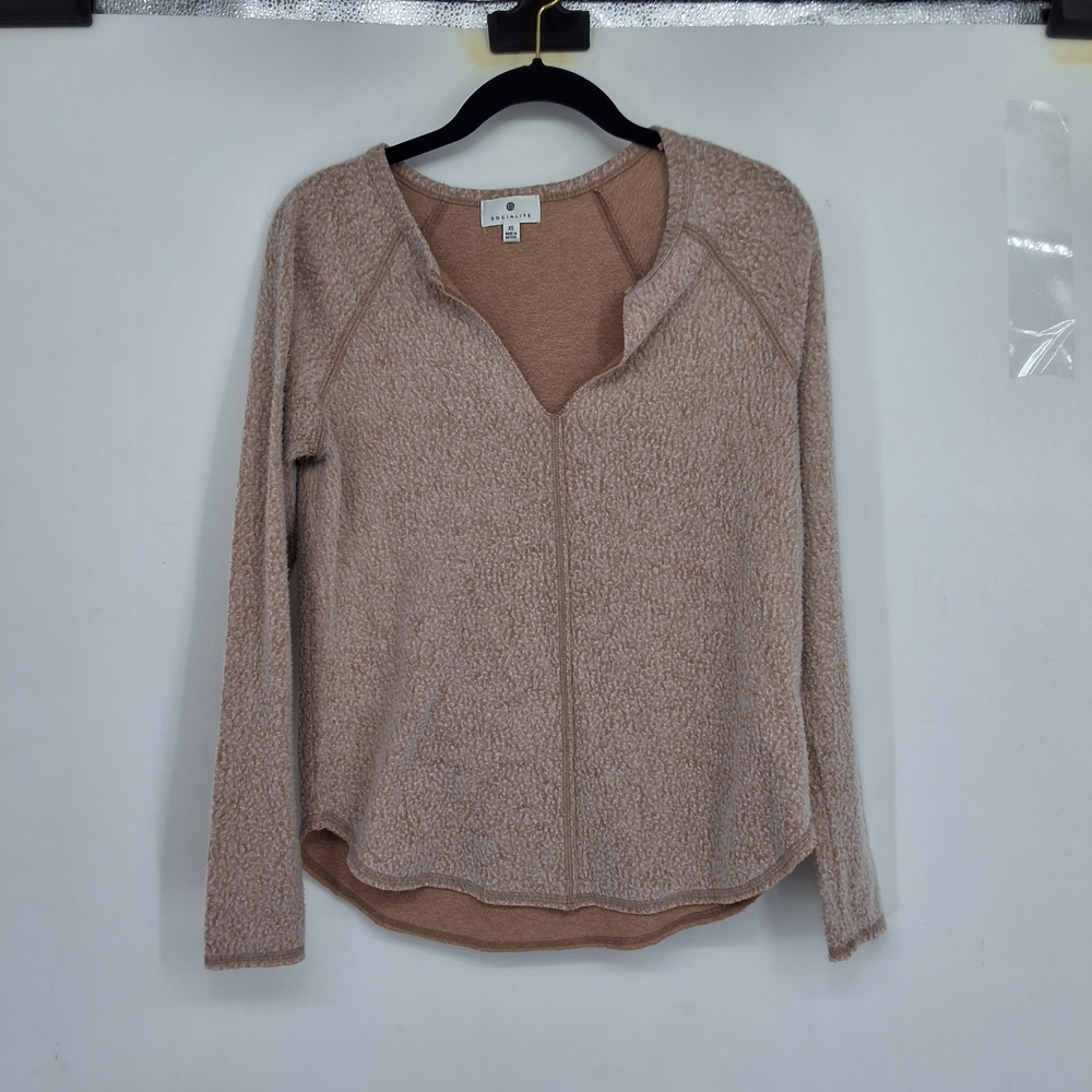 Socialite XS Tan Long Sleeve Blouse